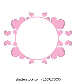 Vector Design of a Pink Love Ornament Circle Frame with a Love Theme