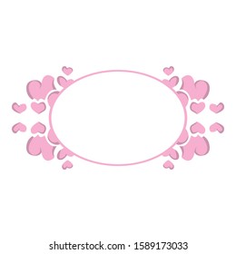 Vector Design of a Pink Love Ornament Circle Frame with a Love Theme