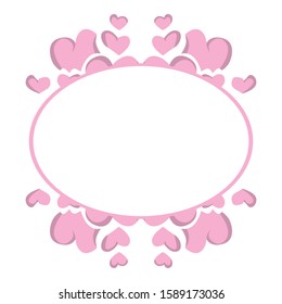 Vector Design of a Pink Love Ornament Circle Frame with a Love Theme