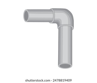 vector design of a pipe and its connections made of gray iron with two holes at the top and bottom