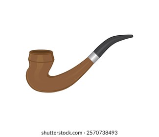 vector design of a pipe made of brown wood and a handle made of hard black ceramic, a cigarette that is usually smoked by elderly people