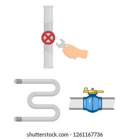Vector design of pipe and plumbing icon. Collection of pipe and metal vector icon for stock.
