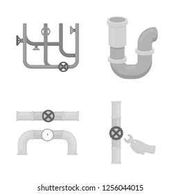 Vector design of pipe and plumbing logo. Set of pipe and metal vector icon for stock.