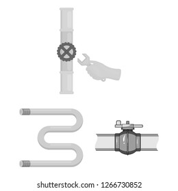 Vector design of pipe and plumbing sign. Set of pipe and metal stock vector illustration.