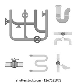 Vector design of pipe and plumbing sign. Collection of pipe and metal stock symbol for web.