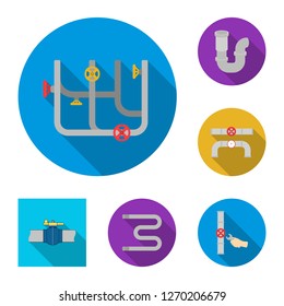 Vector design of pipe and plumbing symbol. Set of pipe and metal vector icon for stock.
