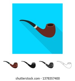 Vector design of pipe  and retro icon. Collection of pipe  and addiction stock vector illustration.