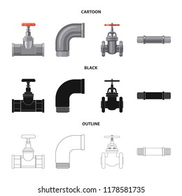 Vector design of pipe and tube icon. Collection of pipe and pipeline vector icon for stock.