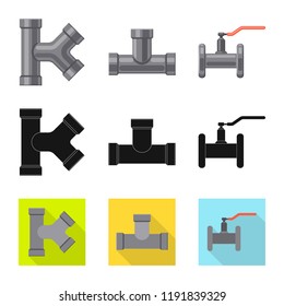 Vector design of pipe and tube icon. Collection of pipe and pipeline stock symbol for web.
