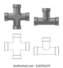 Vector design of pipe and tube icon. Collection of pipe and pipeline vector icon for stock.