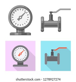 Vector design of pipe and tube icon. Set of pipe and pipeline stock symbol for web.
