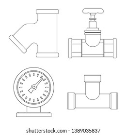 Vector design of pipe and tube icon. Set of pipe and pipeline stock symbol for web.