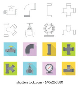 Vector design of pipe and tube icon. Collection of pipe and pipeline stock symbol for web.