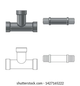 Vector design of pipe and tube icon. Set of pipe and pipeline stock symbol for web.