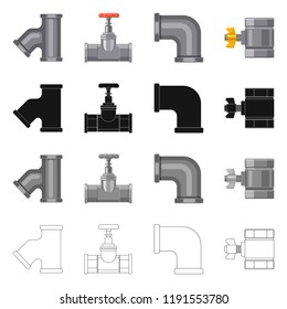 Vector design of pipe and tube logo. Set of pipe and pipeline stock vector illustration.