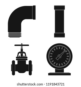 Vector design of pipe and tube logo. Set of pipe and pipeline vector icon for stock.