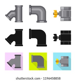 Vector design of pipe and tube logo. Set of pipe and pipeline stock symbol for web.
