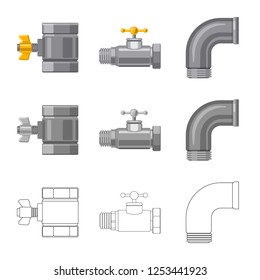 Vector design of pipe and tube logo. Set of pipe and pipeline stock symbol for web.