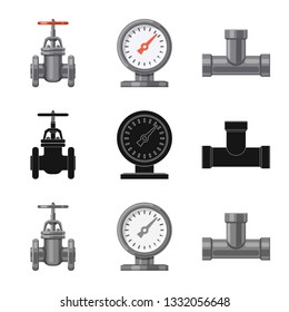 Vector design of pipe and tube logo. Set of pipe and pipeline stock vector illustration.