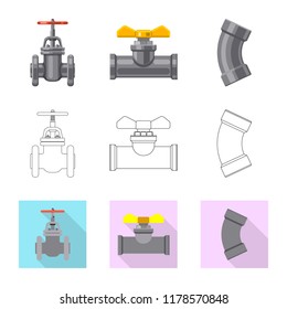Vector design of pipe and tube sign. Set of pipe and pipeline stock symbol for web.