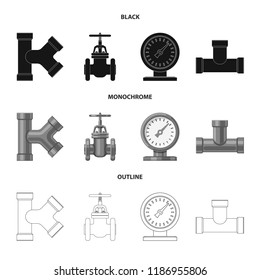 Vector design of pipe and tube sign. Set of pipe and pipeline stock symbol for web.
