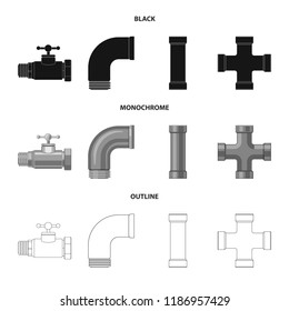 Vector design of pipe and tube sign. Collection of pipe and pipeline stock vector illustration.