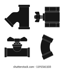 Vector design of pipe and tube sign. Collection of pipe and pipeline vector icon for stock.