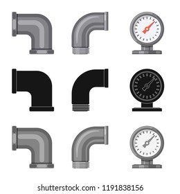 Vector design of pipe and tube sign. Set of pipe and pipeline stock vector illustration.