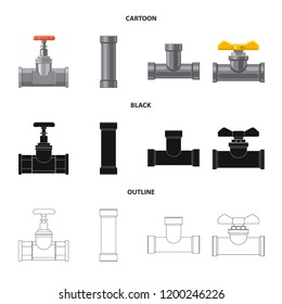 Vector design of pipe and tube sign. Set of pipe and pipeline stock vector illustration.