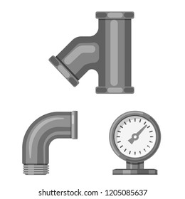 Vector design of pipe and tube sign. Set of pipe and pipeline stock symbol for web.