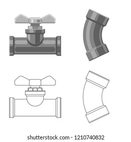 Vector design of pipe and tube sign. Collection of pipe and pipeline vector icon for stock.