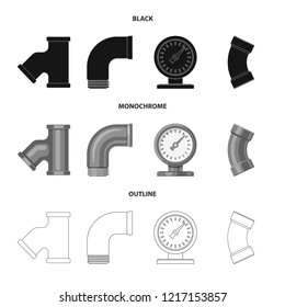 Vector design of pipe and tube sign. Collection of pipe and pipeline vector icon for stock.