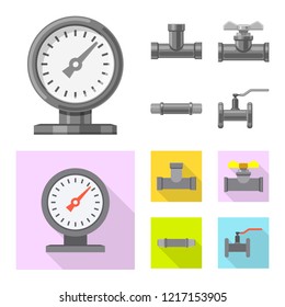 Vector design of pipe and tube sign. Collection of pipe and pipeline stock symbol for web.