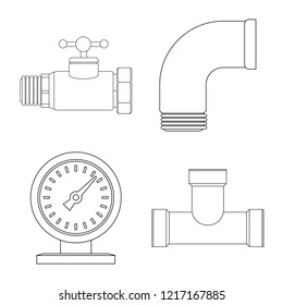 Vector design of pipe and tube sign. Set of pipe and pipeline stock vector illustration.