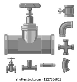 Vector design of pipe and tube sign. Set of pipe and pipeline stock symbol for web.