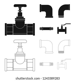 Vector design of pipe and tube sign. Set of pipe and pipeline stock vector illustration.