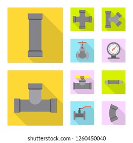 Vector design of pipe and tube sign. Set of pipe and pipeline stock vector illustration.
