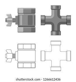 Vector design of pipe and tube sign. Collection of pipe and pipeline stock symbol for web.