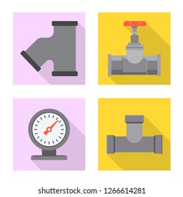 Vector design of pipe and tube sign. Collection of pipe and pipeline stock vector illustration.