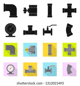 Vector design of pipe and tube sign. Set of pipe and pipeline vector icon for stock.