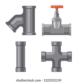 Vector design of pipe and tube sign. Collection of pipe and pipeline vector icon for stock.