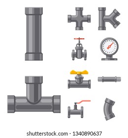 Vector design of pipe and tube sign. Collection of pipe and pipeline stock vector illustration.