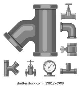 Vector design of pipe and tube sign. Collection of pipe and pipeline stock vector illustration.