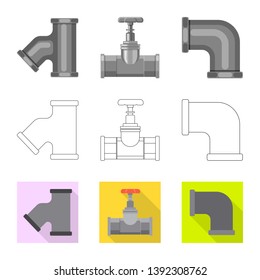 Vector design of pipe and tube sign. Set of pipe and pipeline stock vector illustration.