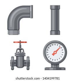 Vector design of pipe and tube sign. Set of pipe and pipeline stock symbol for web.