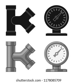 Vector design of pipe and tube symbol. Collection of pipe and pipeline stock vector illustration.