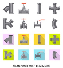 Vector design of pipe and tube symbol. Set of pipe and pipeline stock vector illustration.