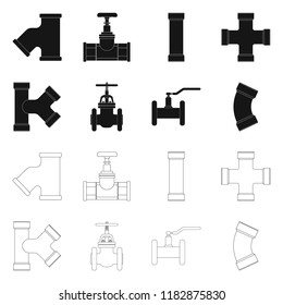 Vector design of pipe and tube symbol. Collection of pipe and pipeline stock symbol for web.