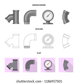 Vector design of pipe and tube symbol. Collection of pipe and pipeline vector icon for stock.