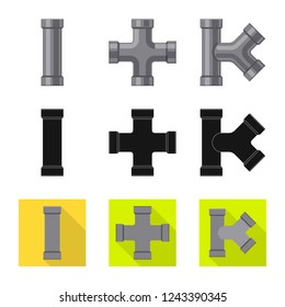 Vector design of pipe and tube symbol. Set of pipe and pipeline stock vector illustration.